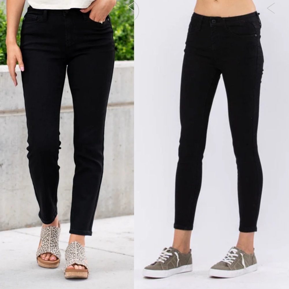 Judy Blue Black High-Rise Boyfriend Jeans Slim Fit Size 32 Cuffed or Uncuffed